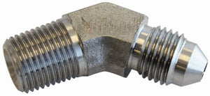 Stainless Steel 45° NPT Male to AN