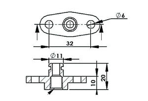 Fuel Rail Adapter, Suit Subaru, Nissan, Mazda 32.5mm Centres