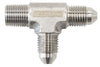 Stainless Steel Tee with NPT On Run 1/8" to -3AN