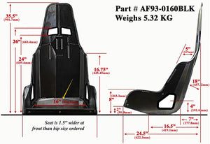 Pro Street Aluminium Race Seats, 16" Hip Width