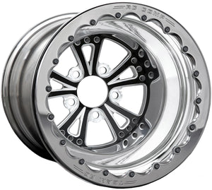 Torx 15" x 8" Wheel, Polished with Black Eclipse Finish Centre, Single Beadlock