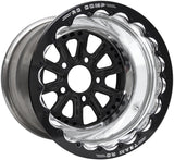 Hammer 15" x 10" Wheel, Polished with Black Centre, Single Beadlock