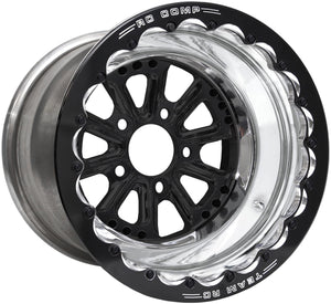 Hammer 15" x 10" Wheel, Polished with Black Centre, Single Beadlock