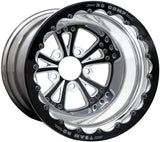 Torx 15" x 10" Wheel, Polished with Black Eclipse Prism Finish Centre, Single Beadlock